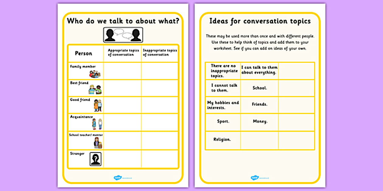 Talk Topic Files Who Do We Talk To About What Worksheet With Topic Support