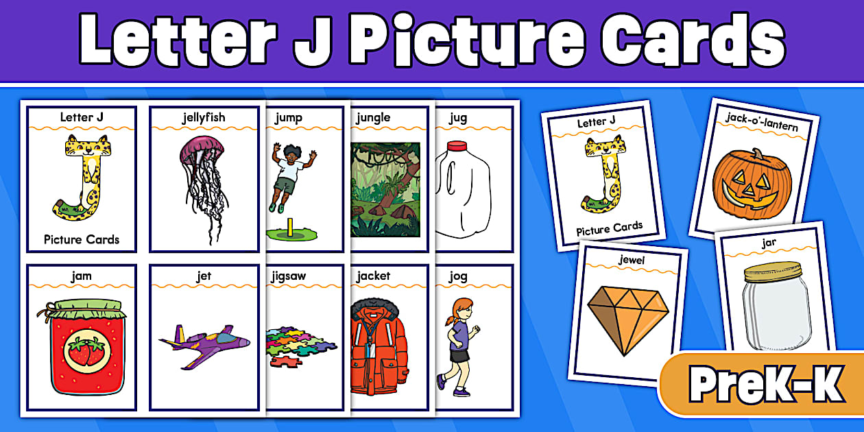 Letter J Picture Cards for PreK-K