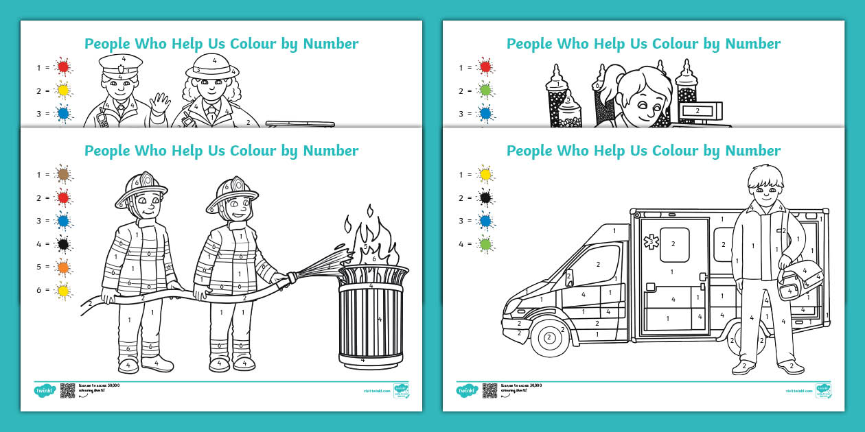👉 EYFS People Who Help Us Colour By Number (teacher made)