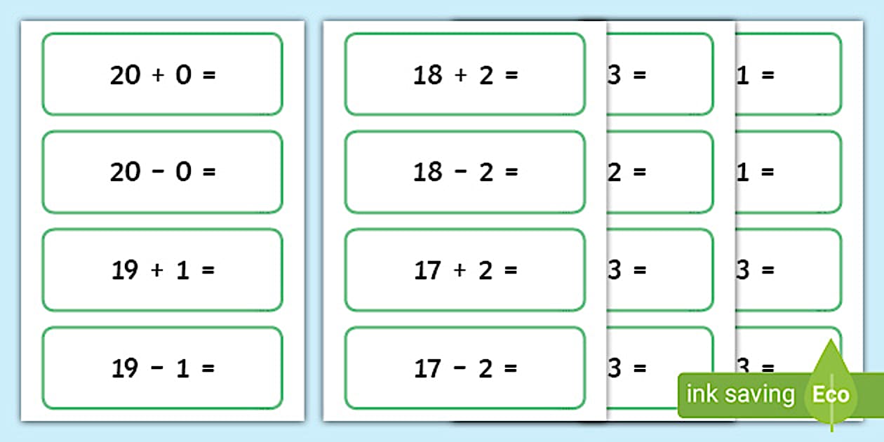 Editable Addition and Subtraction Flash Cards (teacher made)