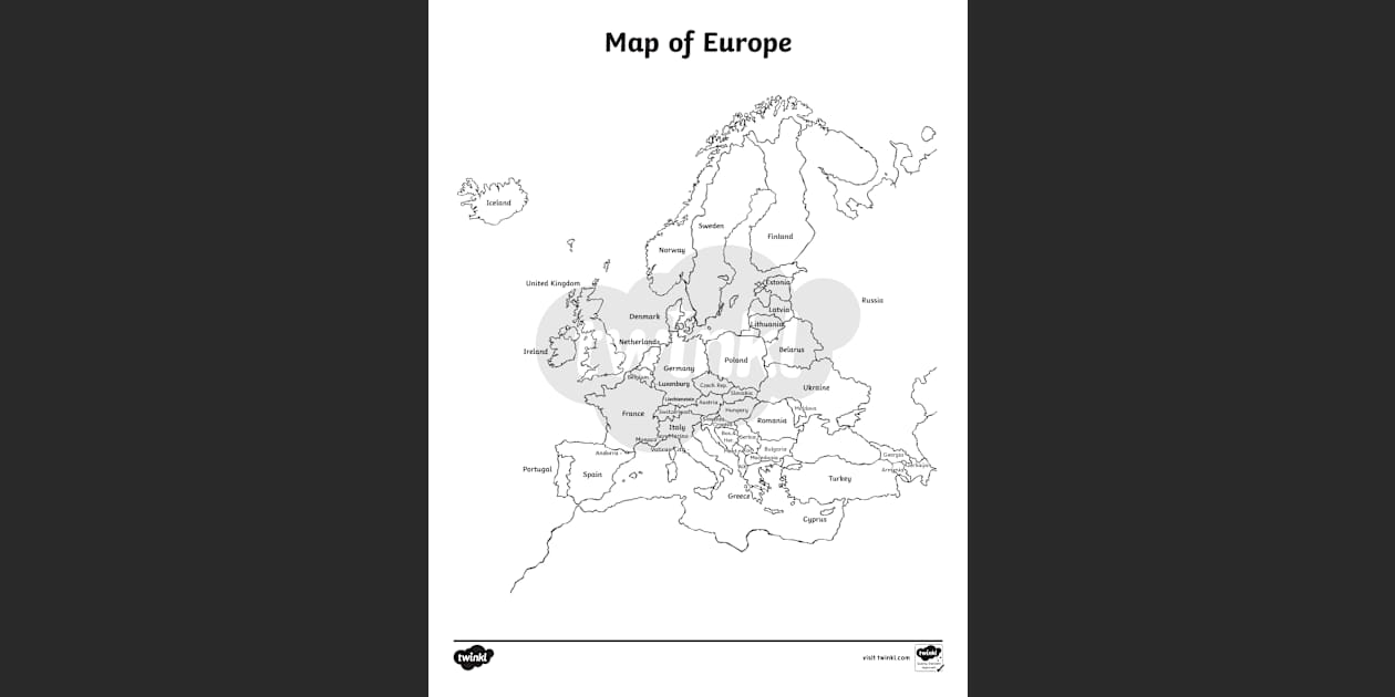 europe map for kids printable