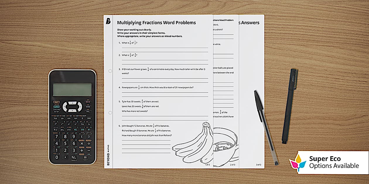 Multiplying Fractions Word Problems Worksheet Beyond