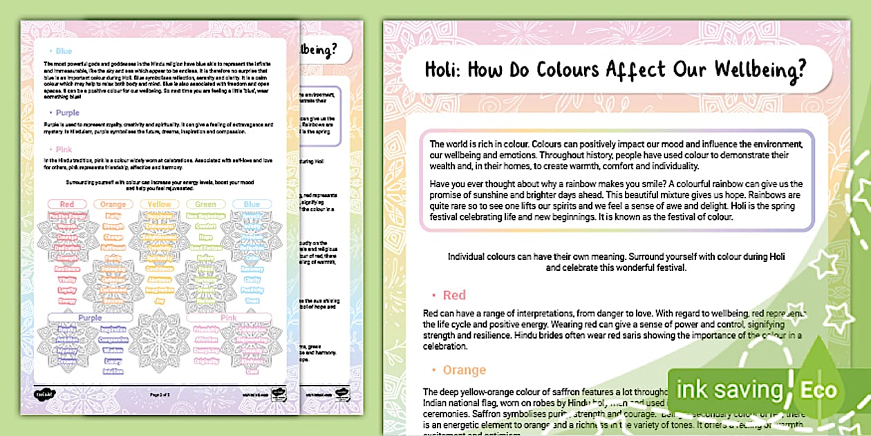 How Colours Affect Wellbeing Guide | Parents Holi Festival