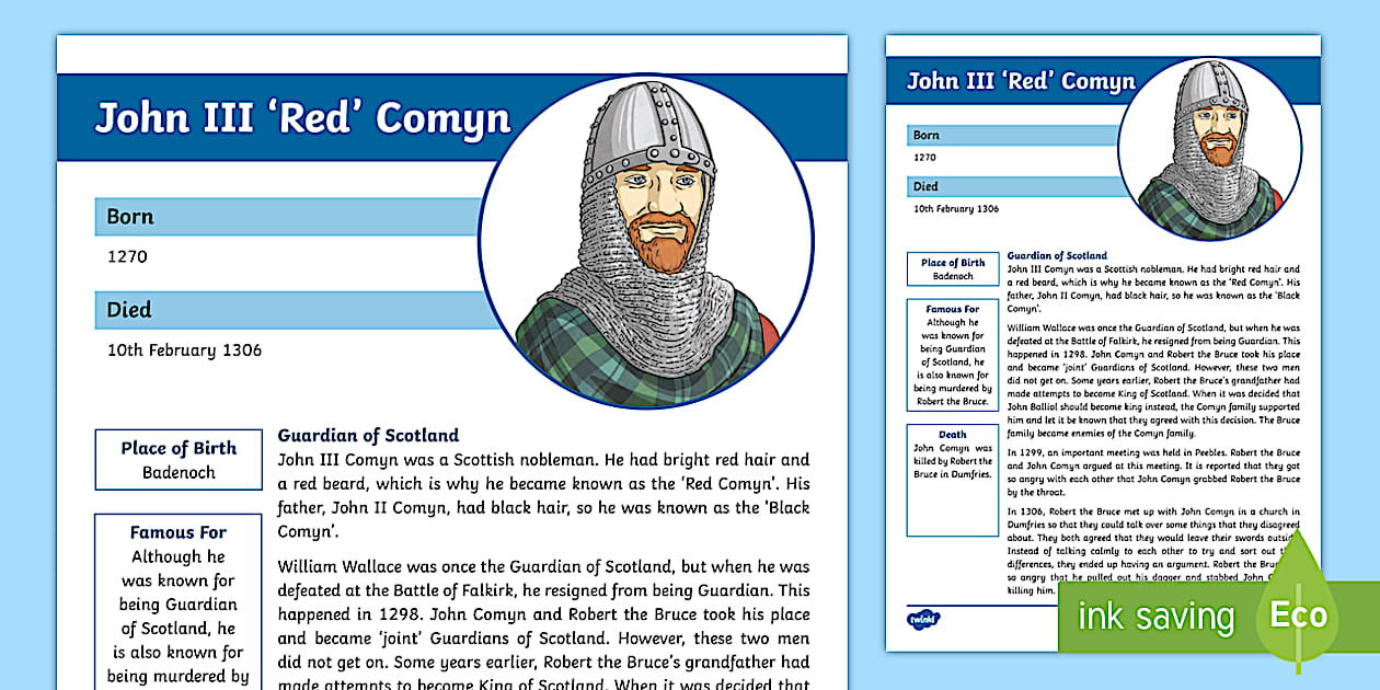 Battle of Bannockburn Significant Person: John Comyn Fact File - CfE ...