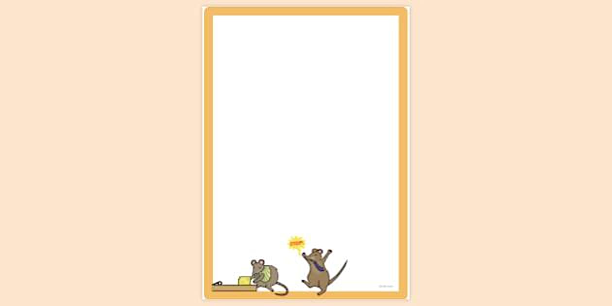 Simple Blank Mouse Eating From Mouse Trap Page Border Twinkl