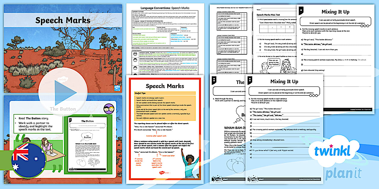 Year 4 Language Conventions Speech Marks Lesson
