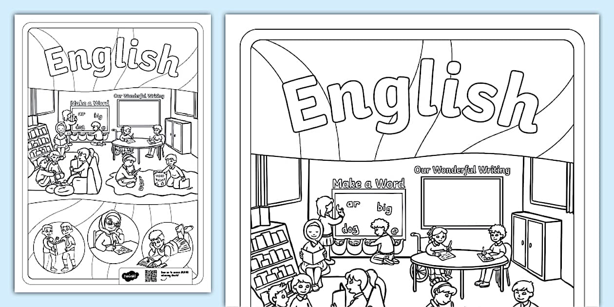 English Unit Page Colouring, English Book Cover