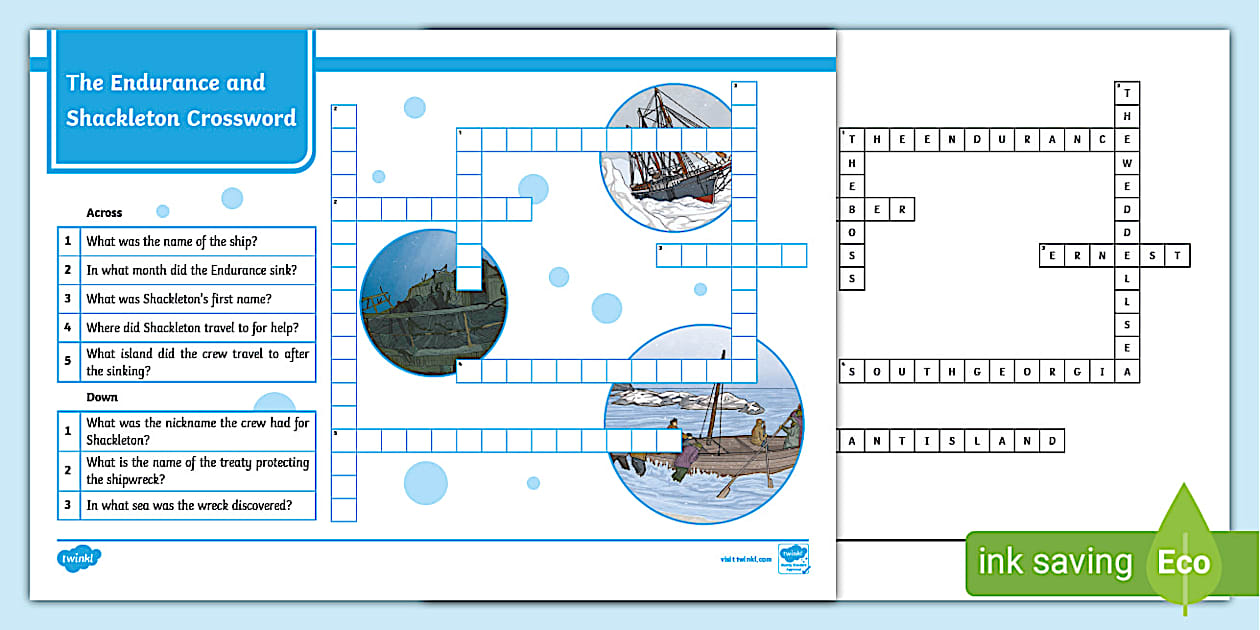 The Endurance and Shackleton Crossword Twinkl