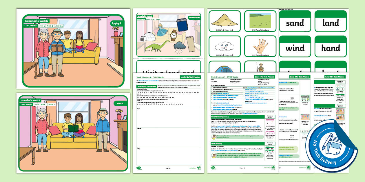 CVCC Words No-Tech Lesson Pack - Level 4 Week 1 Lesson 1