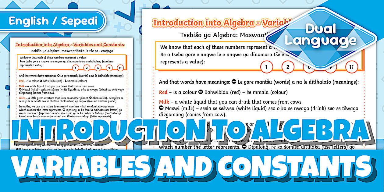 Grade 7 Maths - Term 3 - Introduction to Algebra – Variables and ...