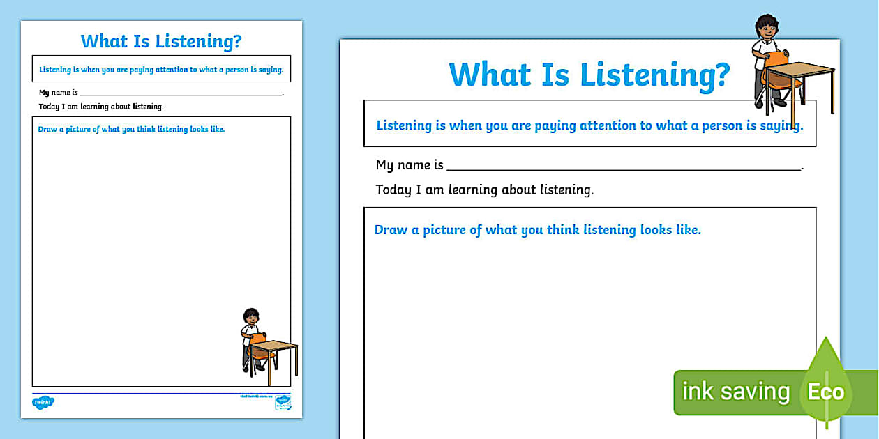 What Is Listening Worksheet Positive Behaviours Twinkl