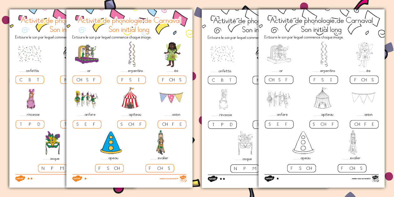 Phonologie du Carnaval : son initial long et court Twinkl