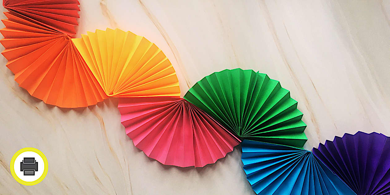 Paper Activetis Rainbow Paper Fan Garland - Paper Craft - Craft Activities