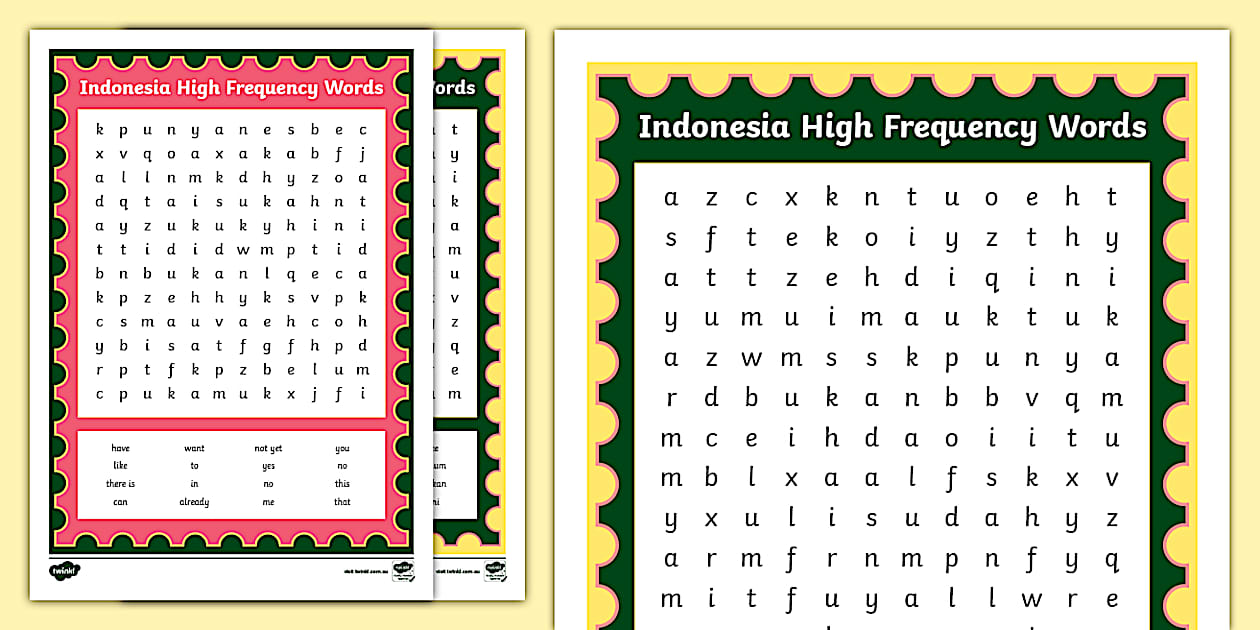 Indonesian High Frequency Words - Word Search (Teacher-Made)