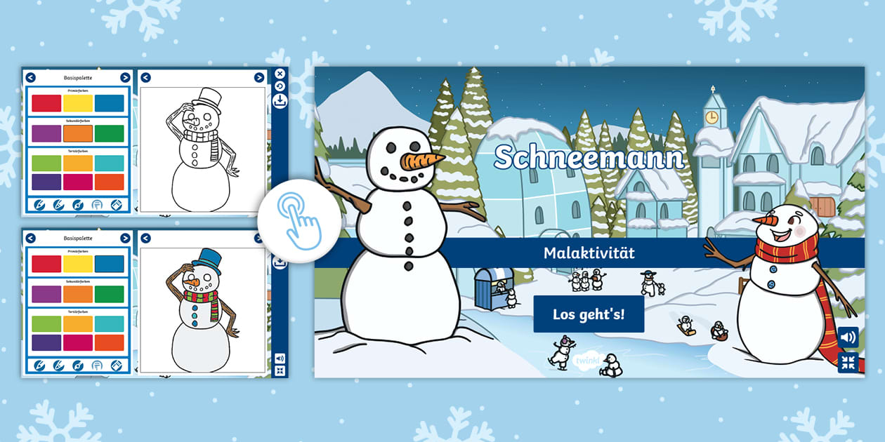 Schneemann - Interaktive Ausmalen (teacher made) - Twinkl