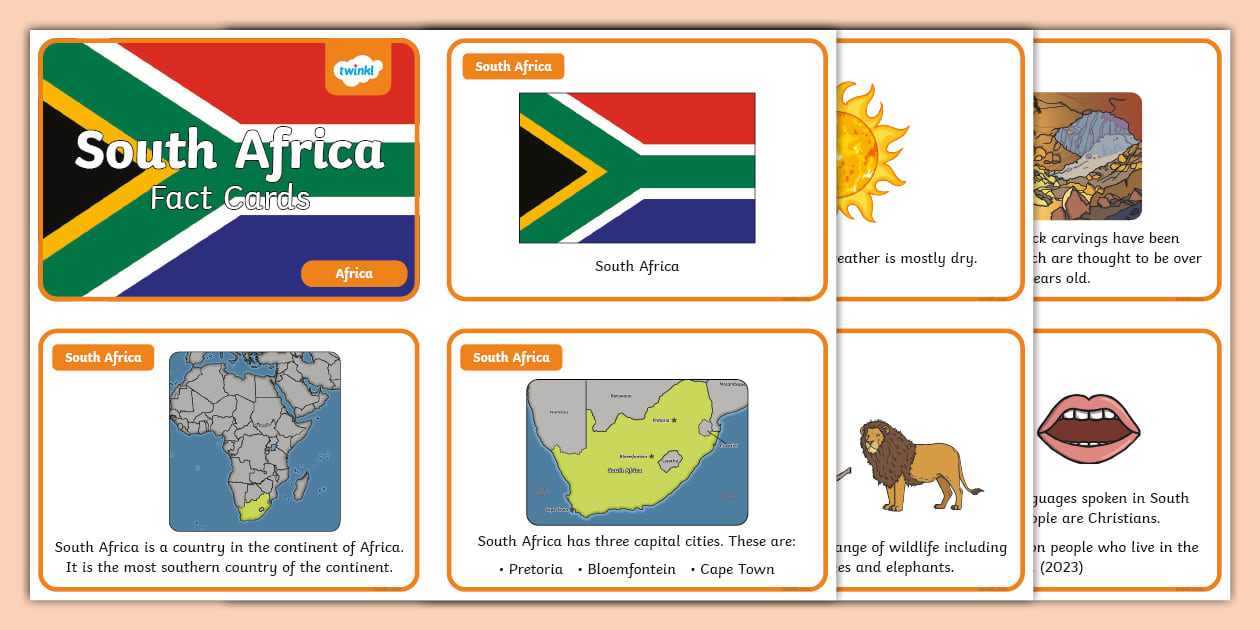 KS1 South Africa Fact Cards (teacher made) - Twinkl