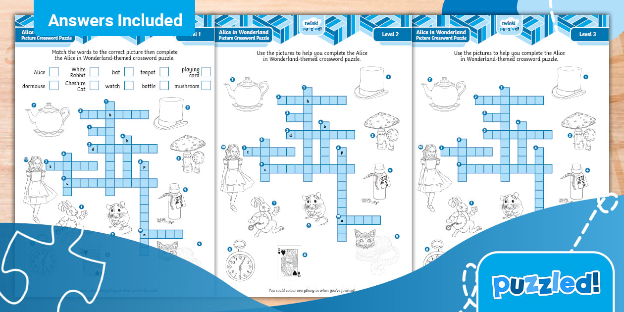 Alice in Wonderland Crossword Twinkl Puzzled Kids