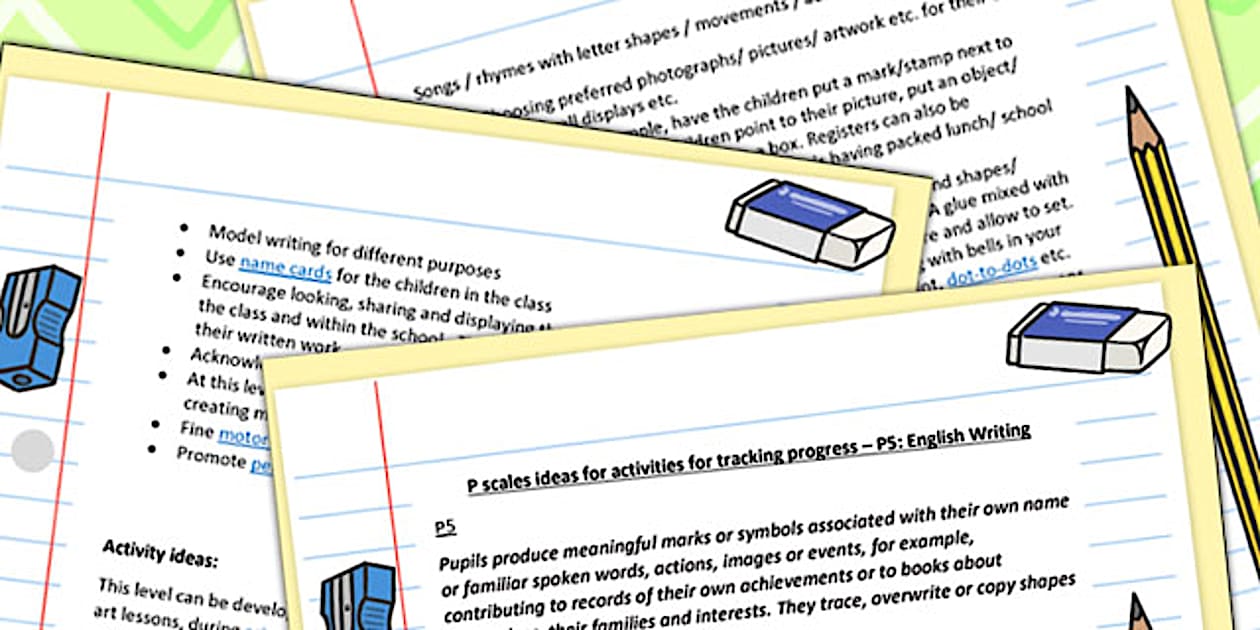 P Scales Ideas Activities for Tracking Progress English Writing