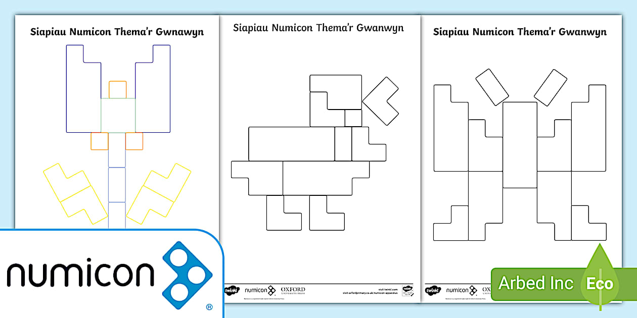 Taflenni Gweithgaredd Paru Siapiau Numicon ar Thema'r Gwanwyn