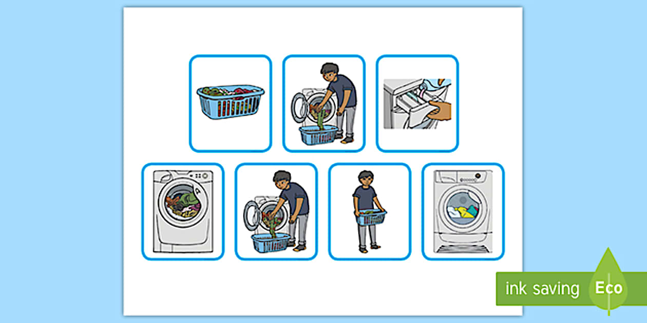 Sequencing Cards: Doing Laundry (teacher made) - Twinkl
