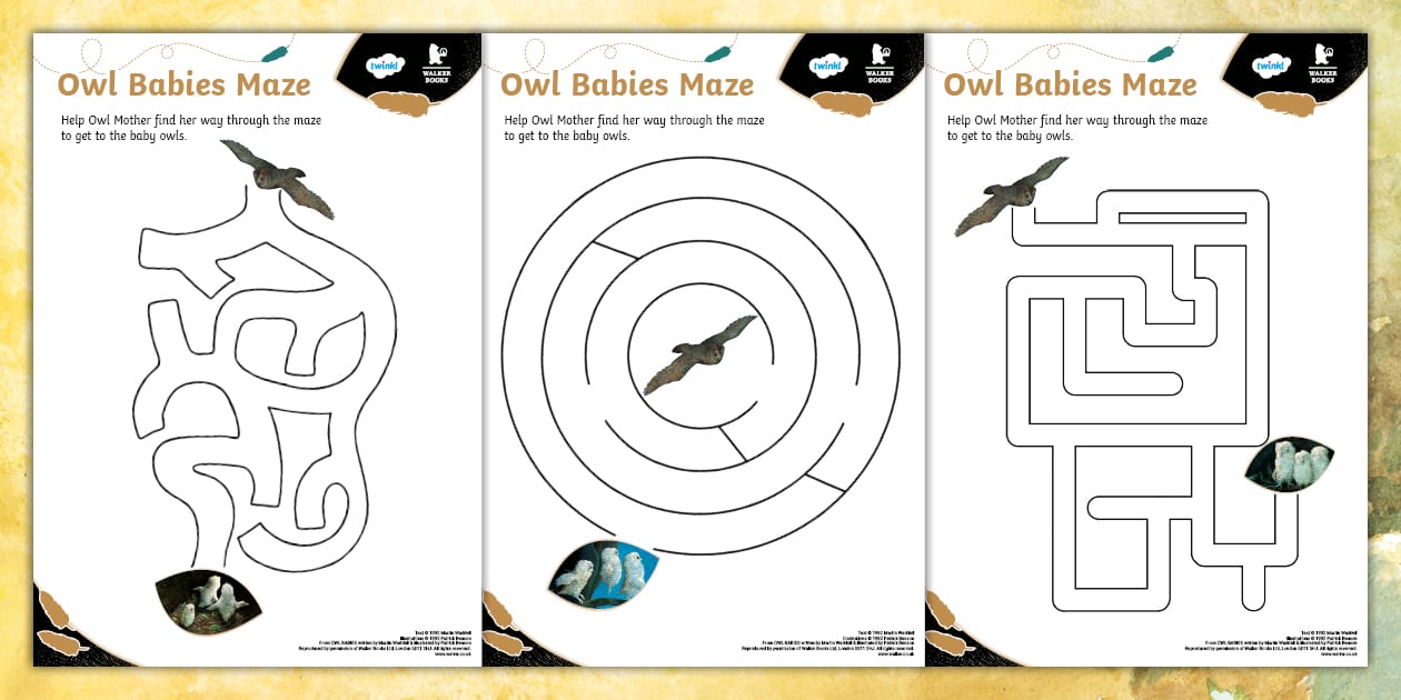 FREE! Owl Babies Fine Motor Mazes Twinkl (teacher made)