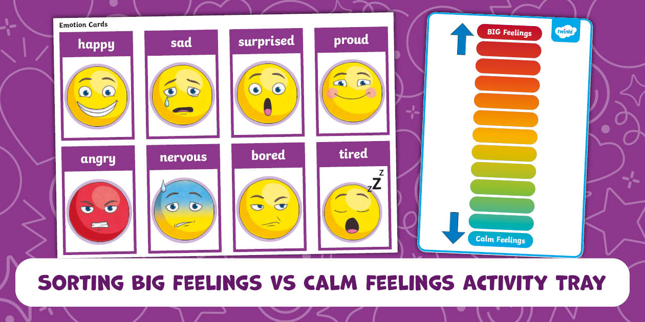 Sorting Big Feelings vs Calm Feelings Activity Tray