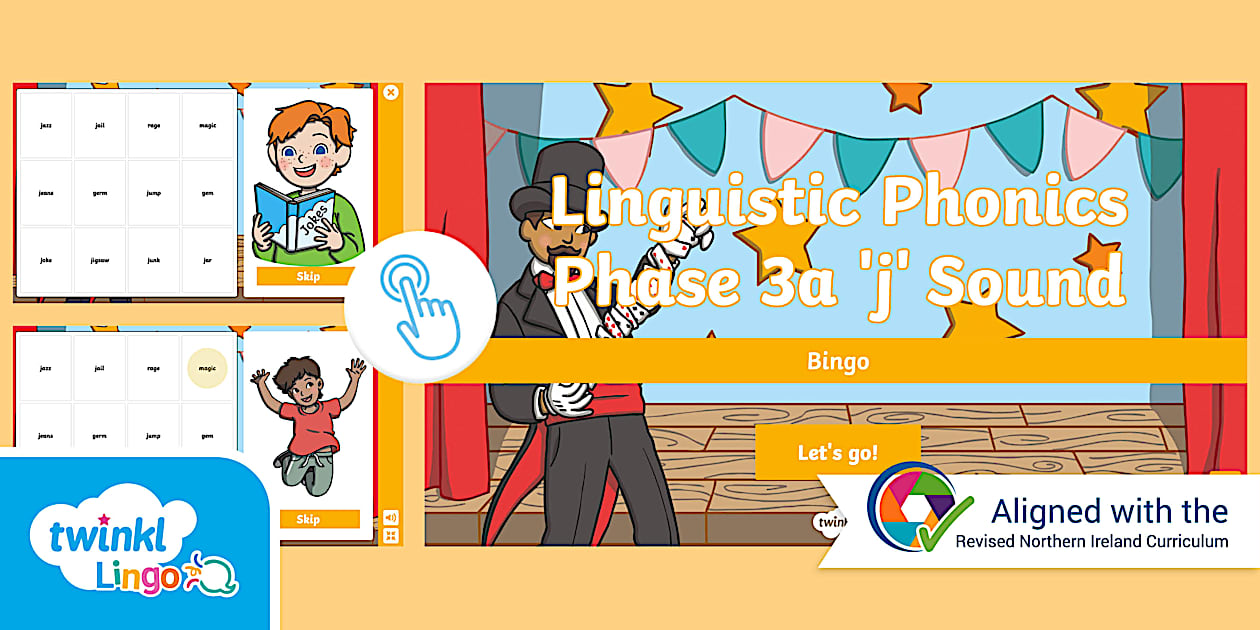Linguistic Phonics Phase 3a 'j' Sound Bingo Game