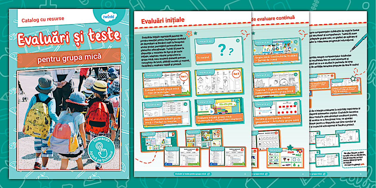 FREE! Evaluări și teste pentru grupa mică Catalog cu resurse