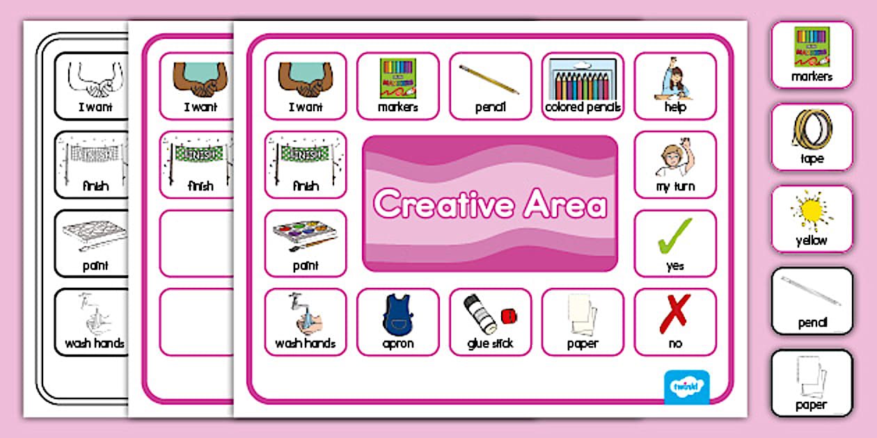 Colorful Creative Area Communication Board | Twinkl USA