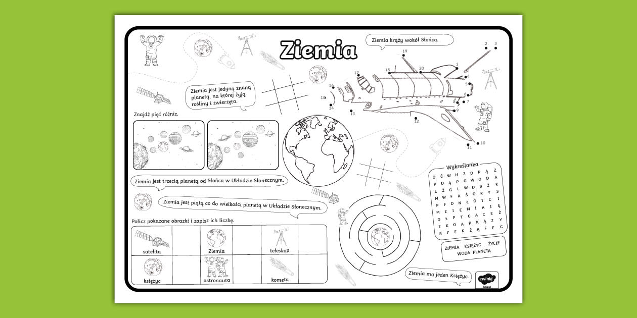 Ziemia | Mata z aktywnościami | Nasza planeta - Twinkl