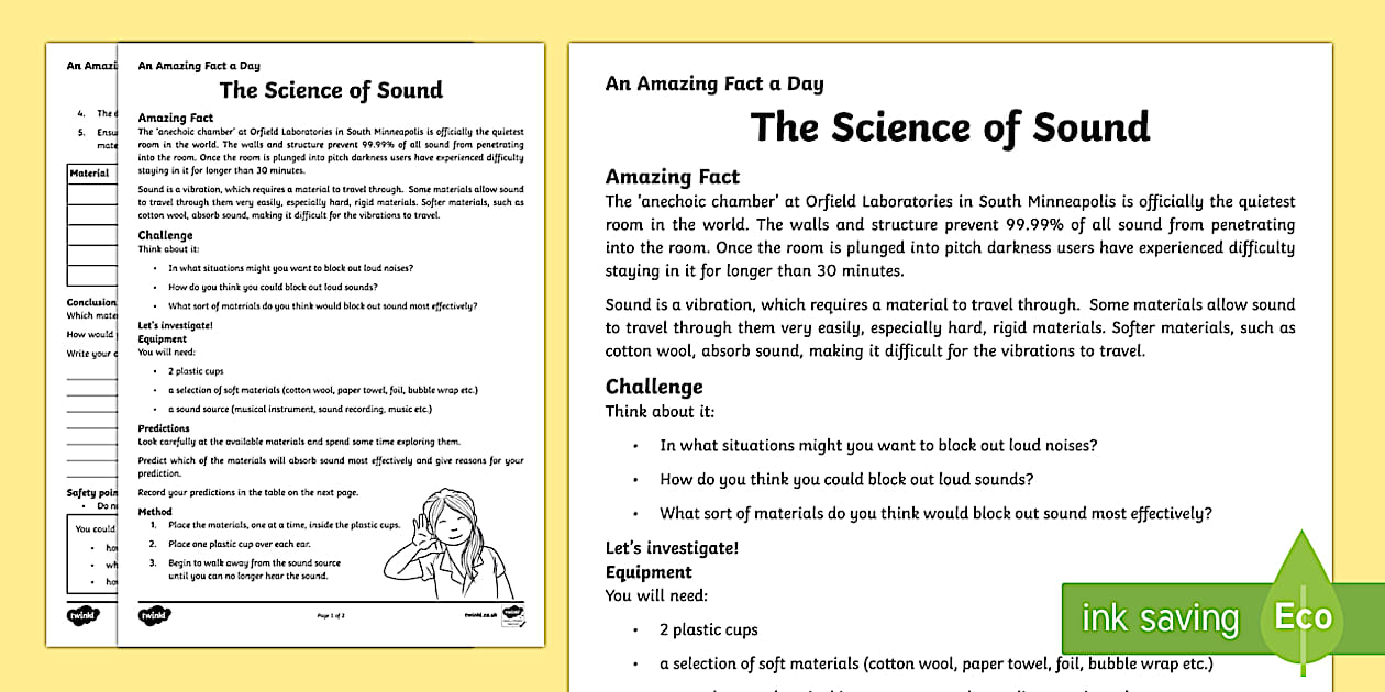 Editable The Science of Sound Worksheet - Twinkl
