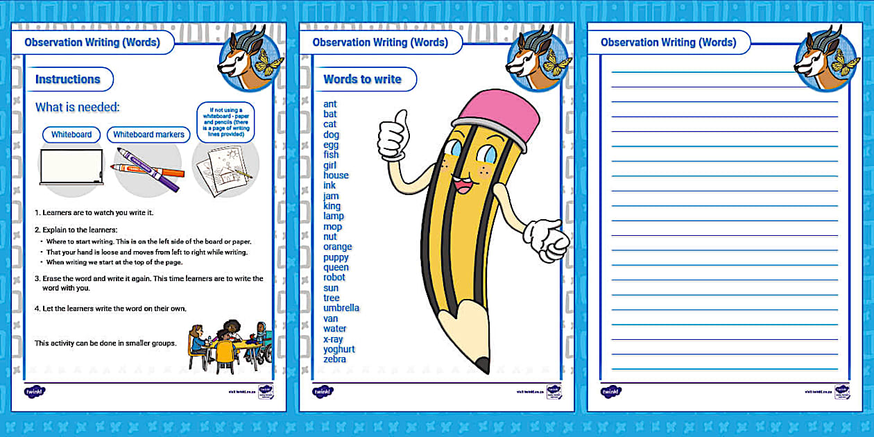 Grade R - English- Writing - Observational Writing