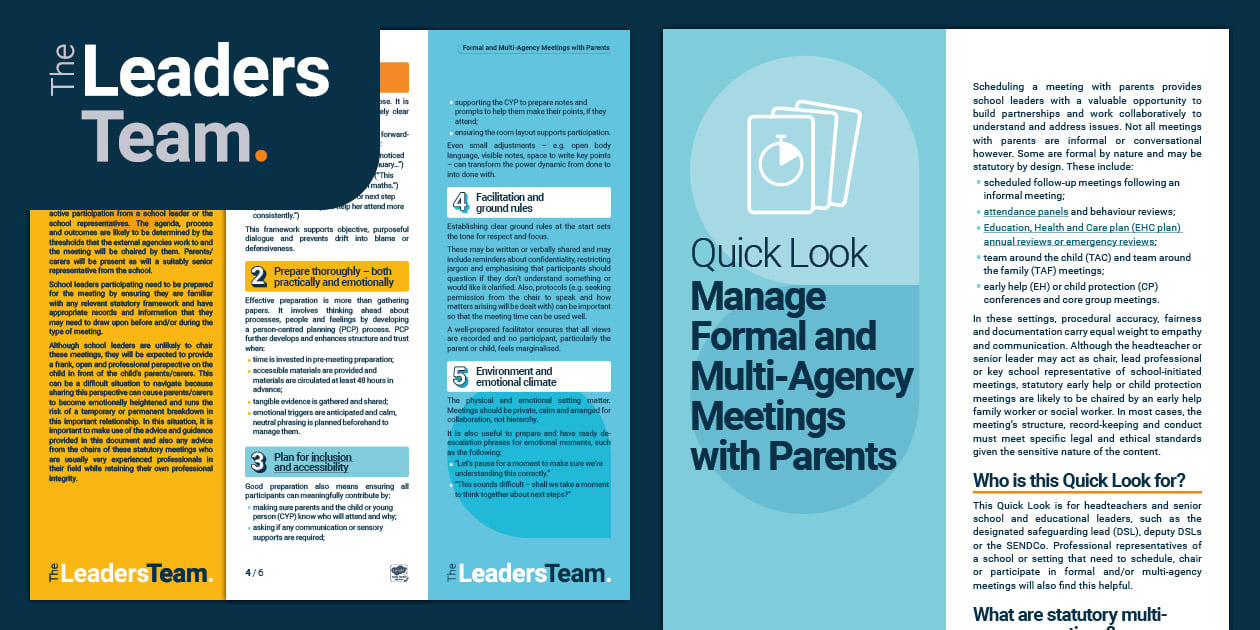 Manage Formal & Multi-Agency Meetings {Quick Look}