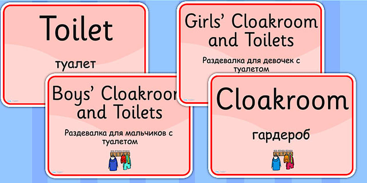 Editable School Room Display Signs EAL Russian Version