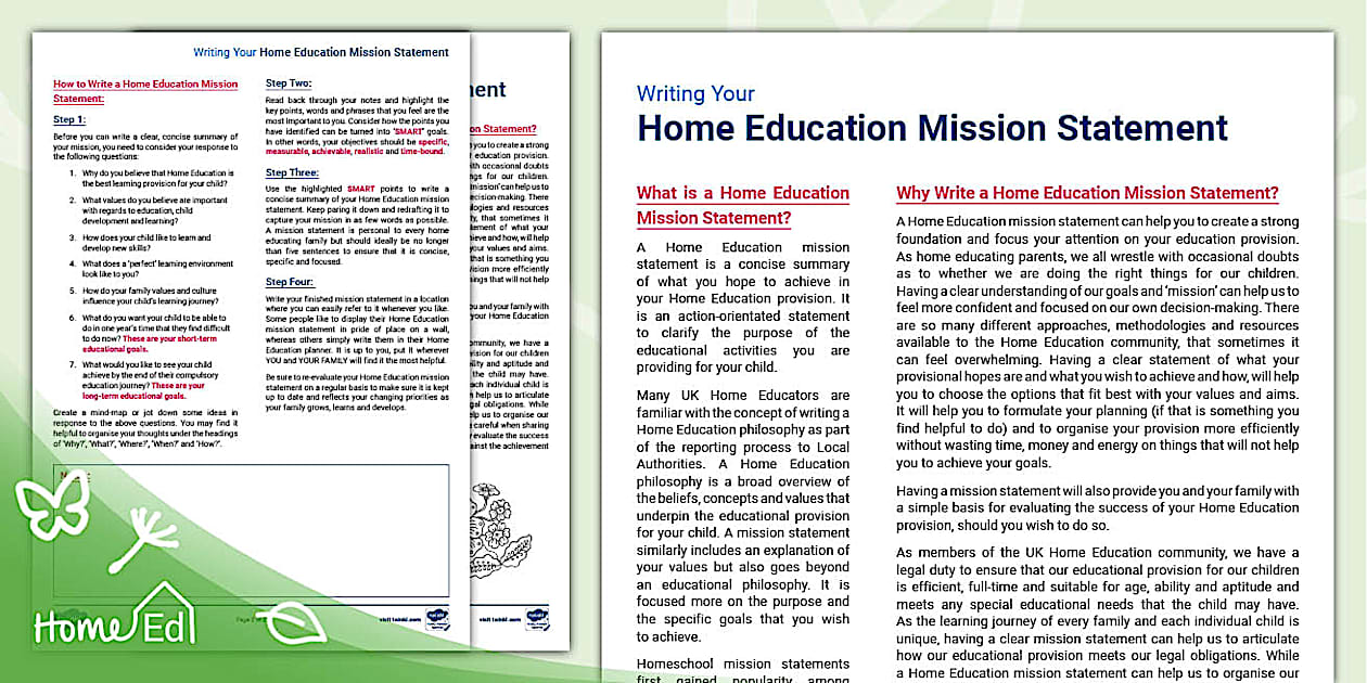Writing Your Home Education Mission Statement.