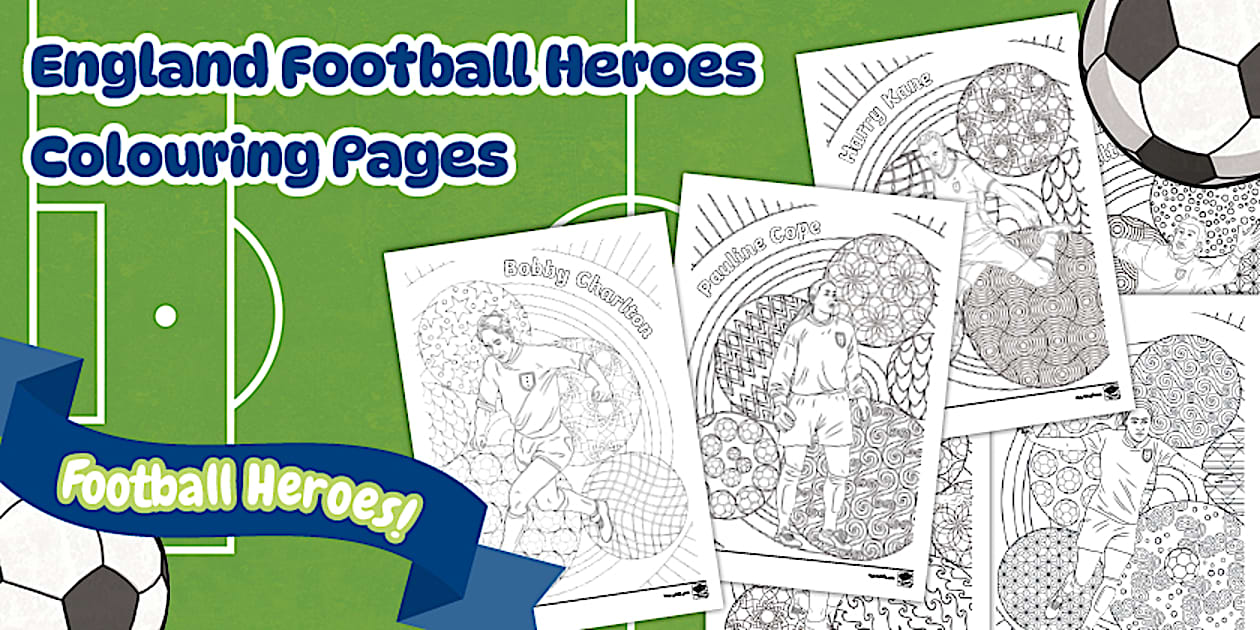 England Football Heroes Mindfulness Colouring Pages