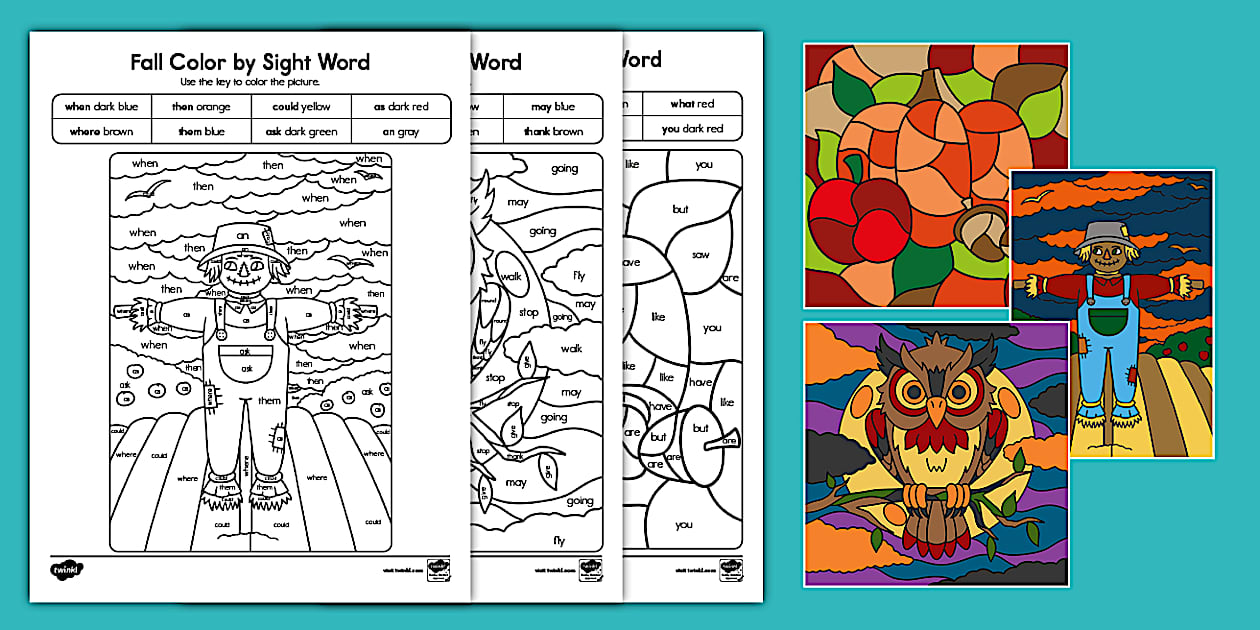 Fall Color By Sight Word Worksheet For Kids Twinkl USA Fall color by sight word worksheet for kids twinkl usa