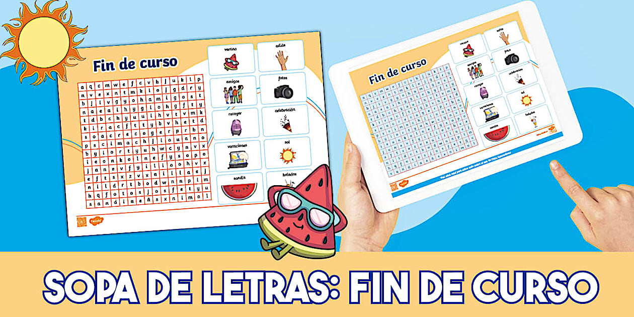 Fin Letras Sopa de letras: Fin de curso