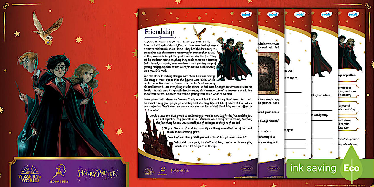 FREE! Harry Potter Friendship Reading Comprehension [Ages 911]