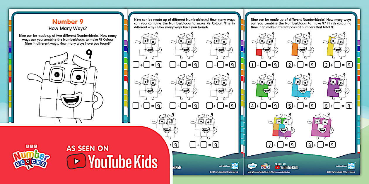 Numberblocks: Number 9 How Many Ways? Worksheet