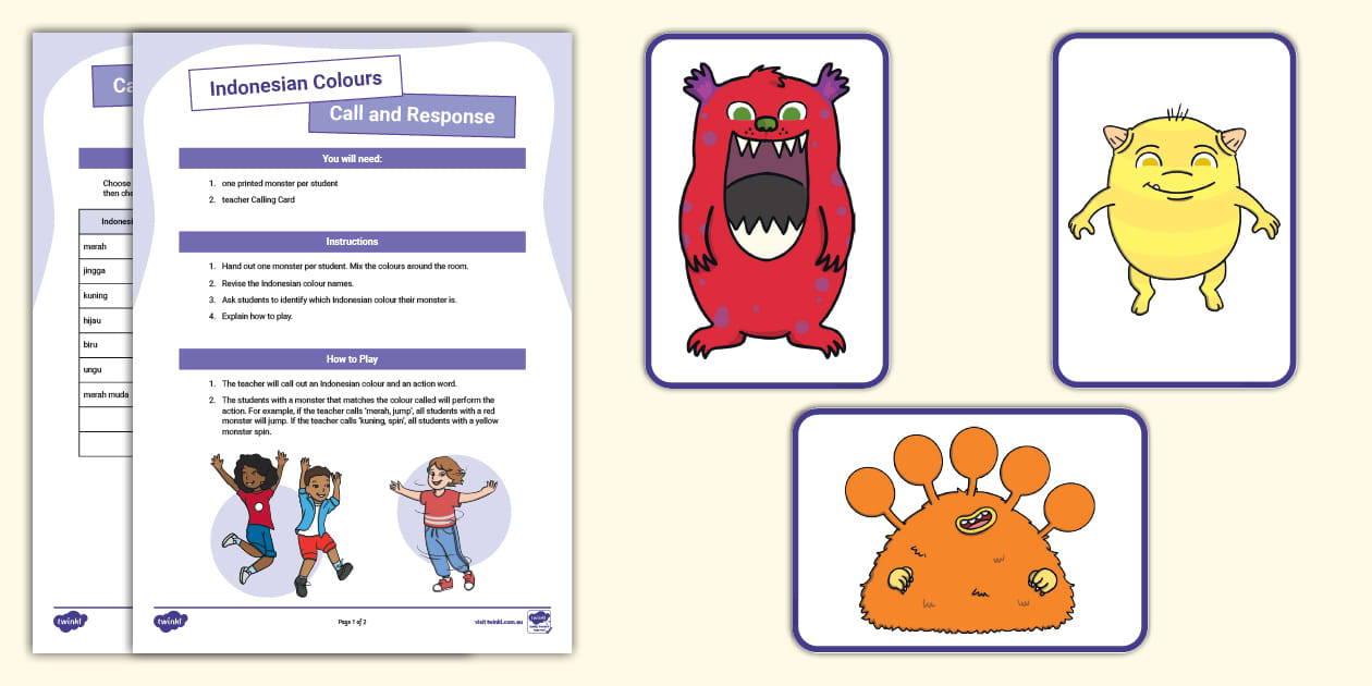 Call and Response Colours - Indonesian Listening - Twinkl