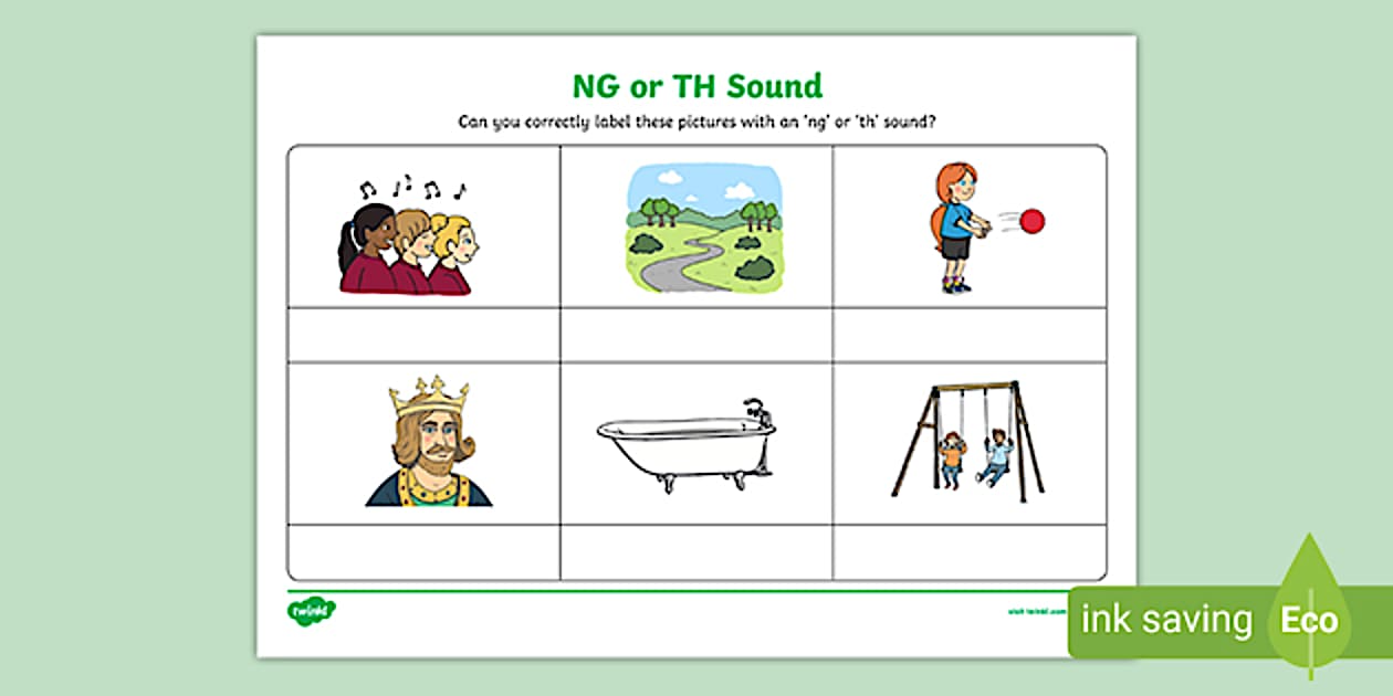 NG or TH Sound Phonics Worksheet - Phonics - Twinkl