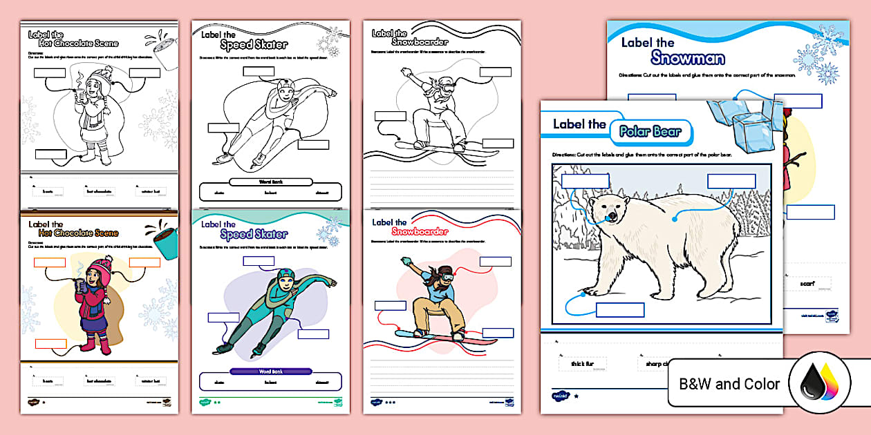Kindergarten Label the Picture Differentiated Activity Pack for Winter
