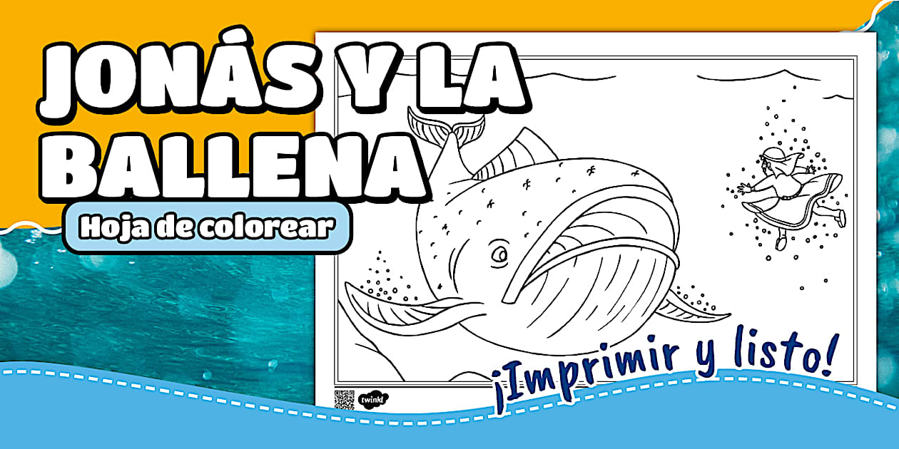 Hoja de colorear: Jonás y la ballena | Twinkl
