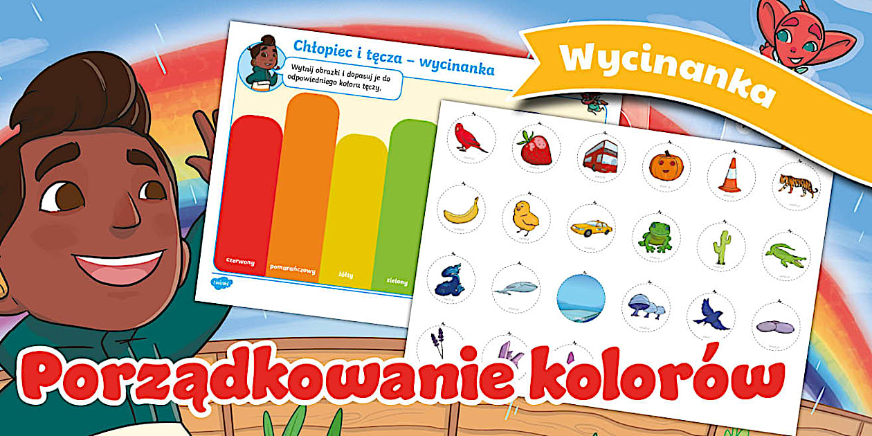 Chłopiec i tęcza | Porządkowanie kolorów | Wycinanka