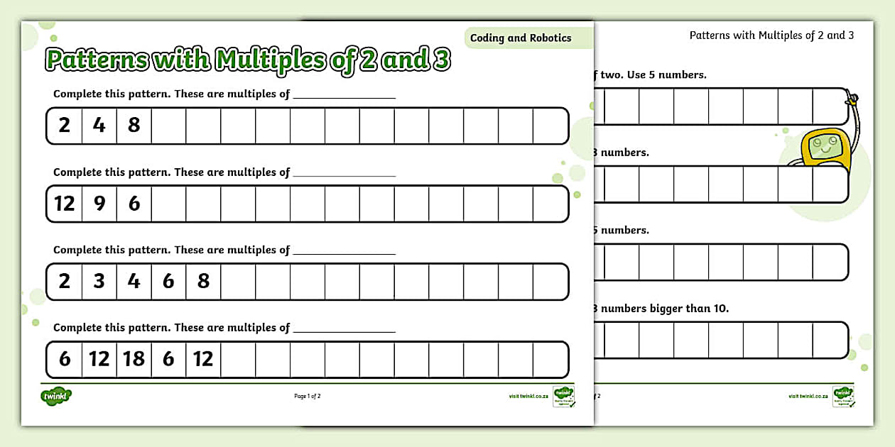 Robotics and Coding - Number Patterns - Multiples of 2 and 3