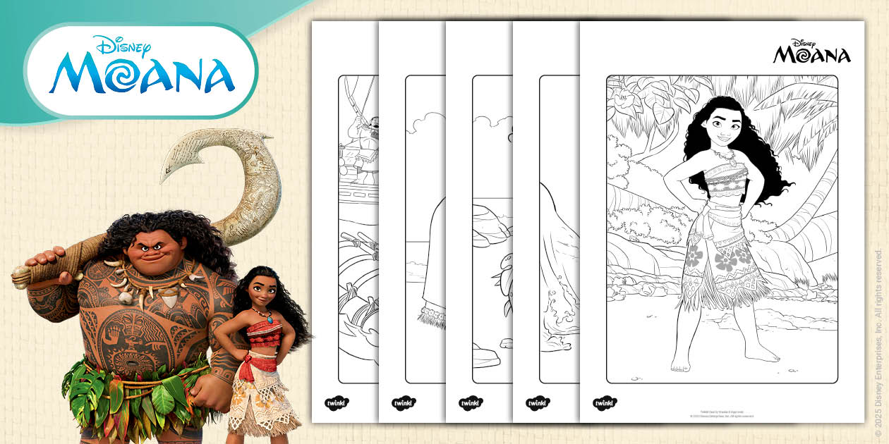 Moana Colouring Sheets and Colouring Page Activities