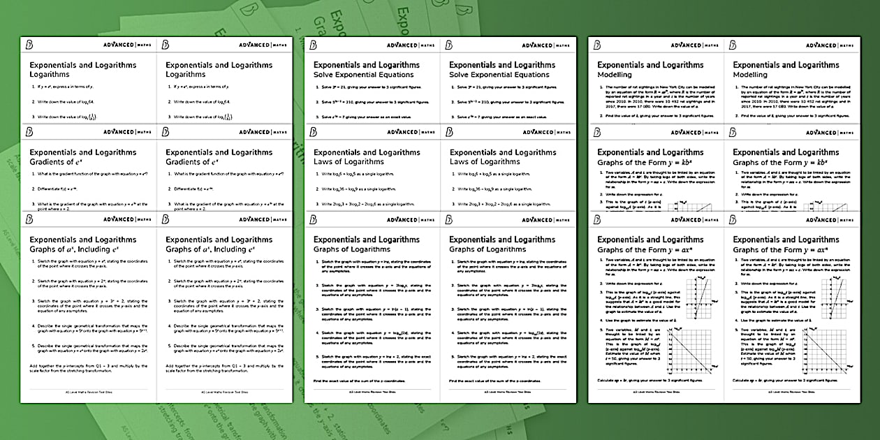 👉 Exponentials and Logarithms Test Bites (teacher made)