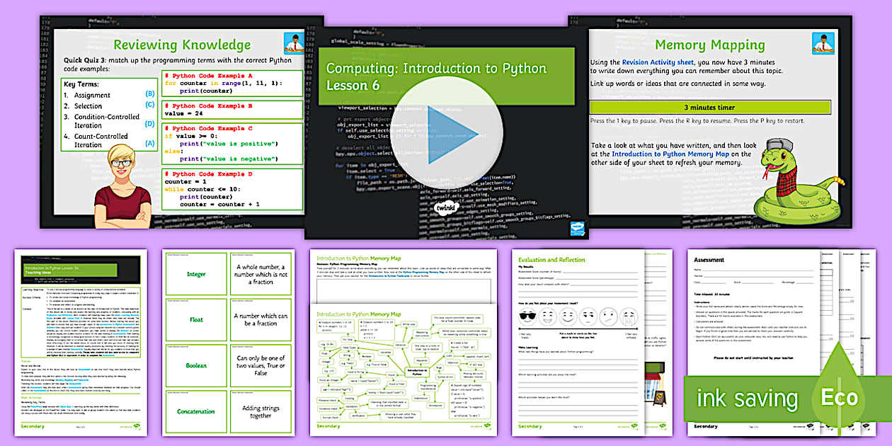 Introduction to Python: Lesson 6 (teacher made) - Twinkl