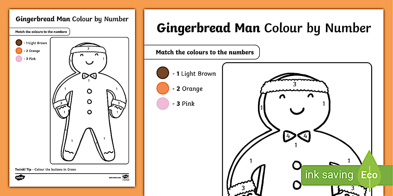 Gingerbread Man Power Stance Colour by Number (teacher made)